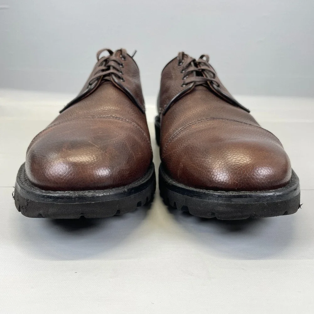Allen Edmonds Tate Oxford Shoes Mens Size 10.5 D Brown Pebbled Leather Cap Toe